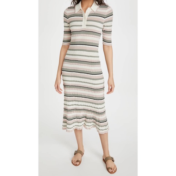Adam Lippes Dresses & Skirts - Adam Lippes Striped Midi Polo Dress